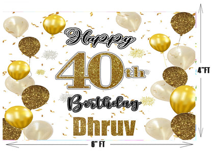 Personalize 40th Birthday Black Party Backdrop Banner