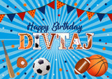 Personalize Sports Birthday Backdrop Banner
