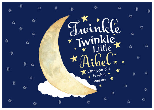 Personalize Twinkle Twinkle Little Star Birthday Backdrop Banner