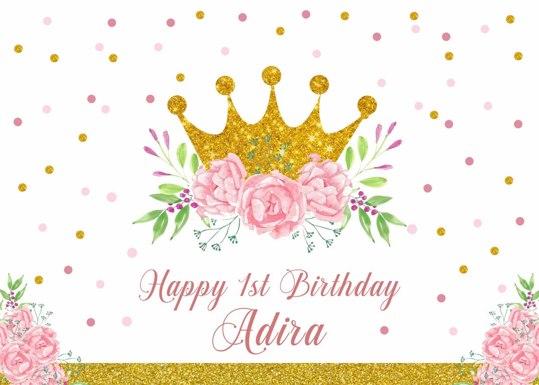 Personalize Princess Birthday Backdrop Banner