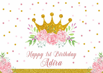 Personalize Princess Birthday Backdrop Banner