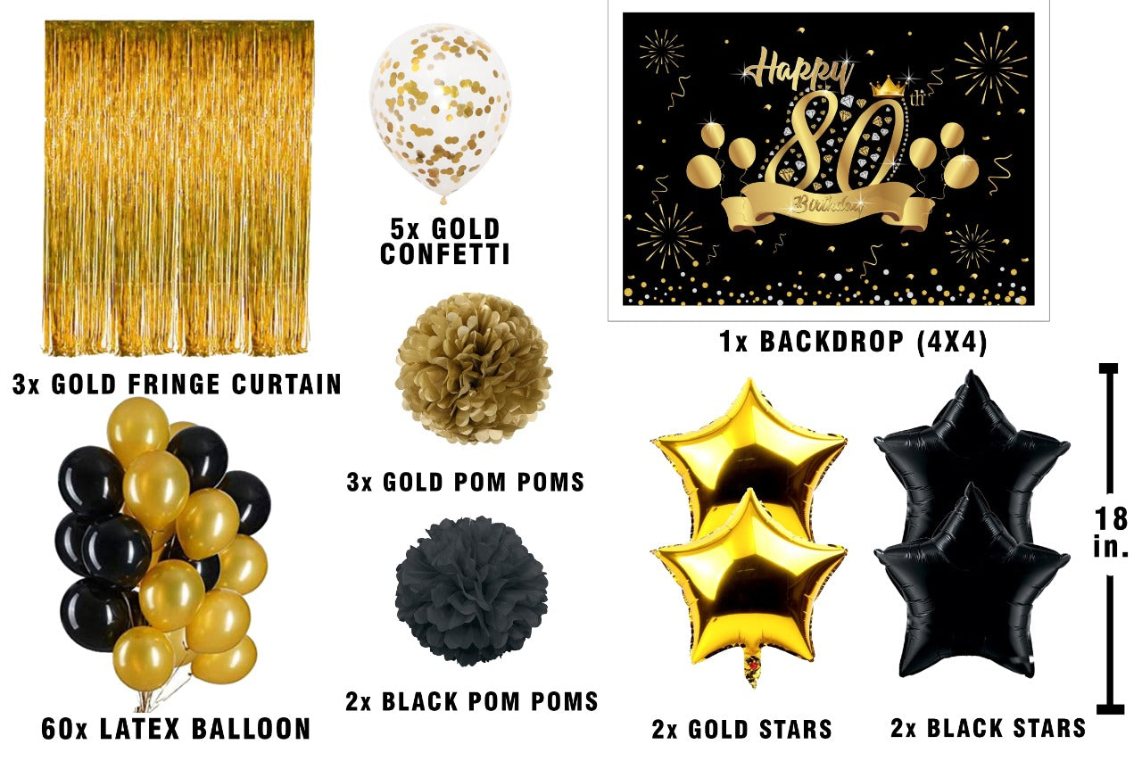 80th Birthday Party Complete Decoration Kit 