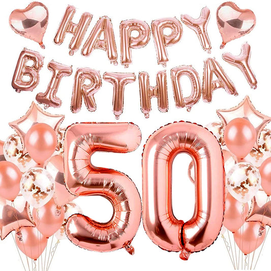 50th Rose Gold Birthday Party Decorations