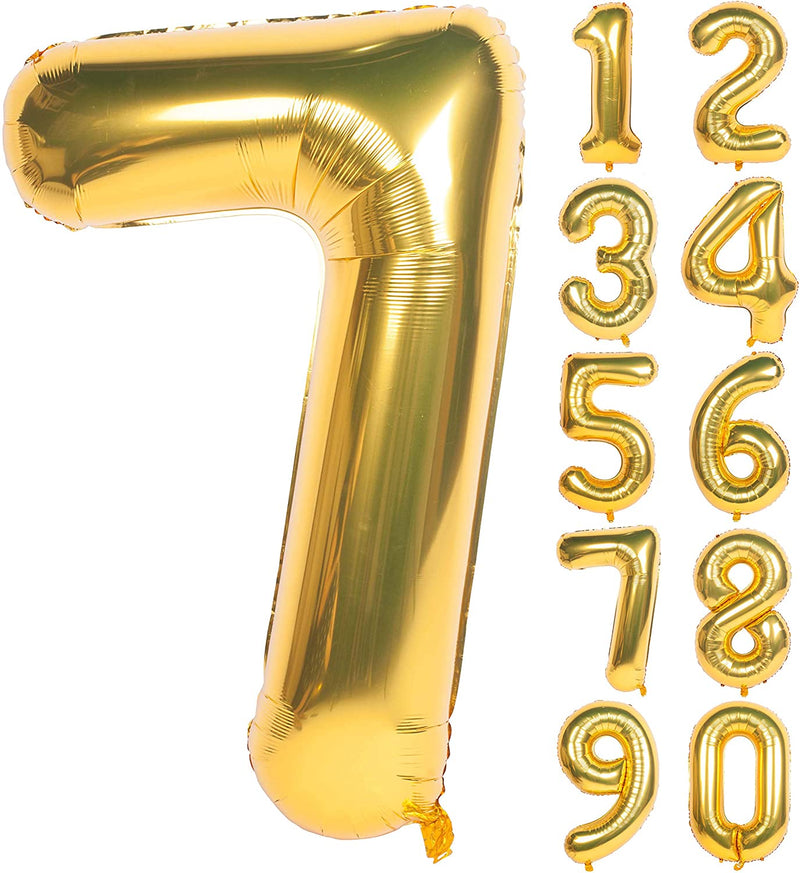 Gold Digit Foil Birthday Party Balloon Number 7