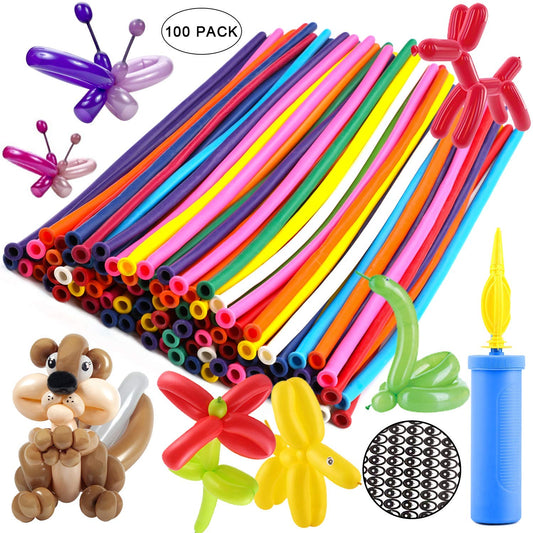 Twisting Balloons - Latex Long Balloons (Pack Of 100+ Balloon Pump)