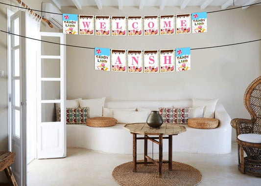 Candy Land Theme Birthday Party Banner for Decoration