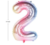 New 18 Inch Rainbow Digit Foil Birthday Party Balloons Number 2