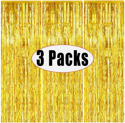 Gold Metallic Tinsel Foil Fringe Curtains