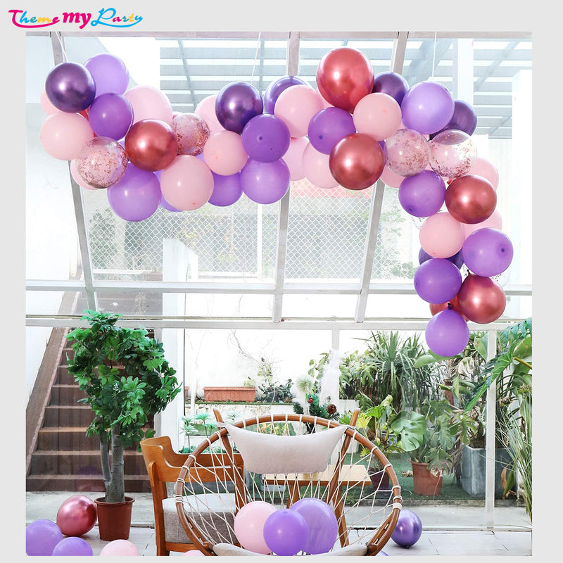 Purple Pink and Rose Gold Confetti Balloon Garland Kit Birthday Decorations