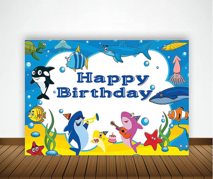 Baby Shark Theme Birthday Party Backdrop
