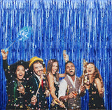 Blue Metallic Tinsel Foil Fringe Curtains Party Decorations