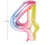 New 18 Inch Rainbow Digit Foil Birthday Party Balloons Number 4