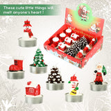 Christmas Gifts for Unscented Tea Lights Candles Gift Set 12 Pieces (Santa Claus Snowman Christmas Tree)