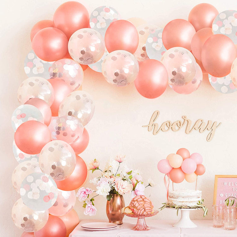 Rose Gold And Confetti Party Balloons-Birthday Parties, Bridal Shower, Baby Shower (Pack of 50)