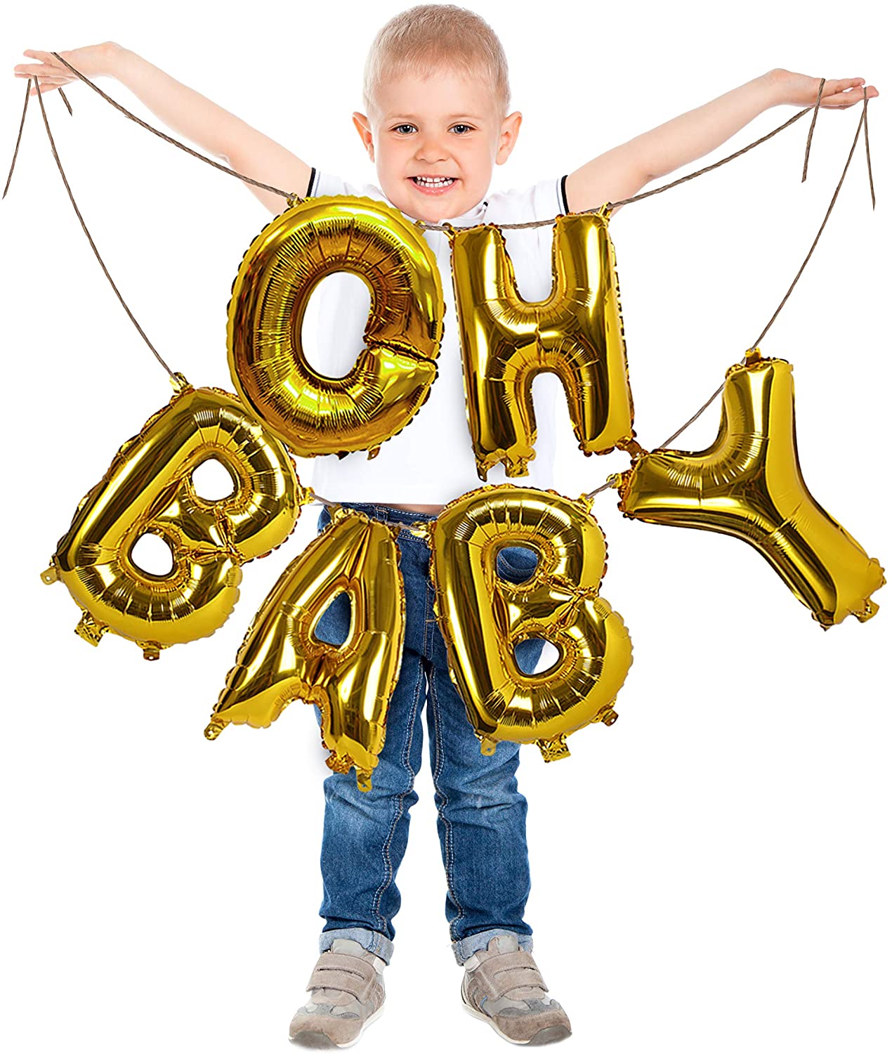16 Inch Gold Letter Mylar "Oh Baby " Gold Banner For Baby Welcome , Birthday Party Decoration,Baby Shower