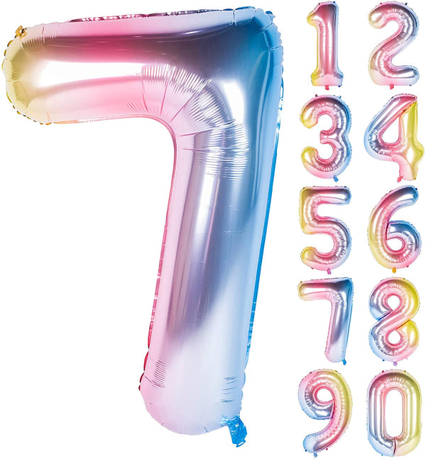 New 18 Inch Rainbow Digit Foil Birthday Party Balloons Number 7