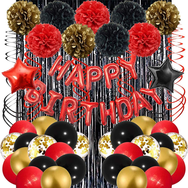 Red And Black Birthday Party Decorations Kit - (Set of 55)