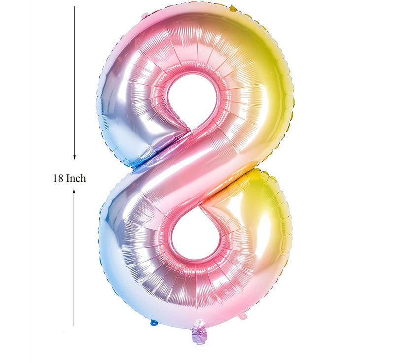 New 18 Inch Rainbow Digit Foil Birthday Party Balloons Number 8
