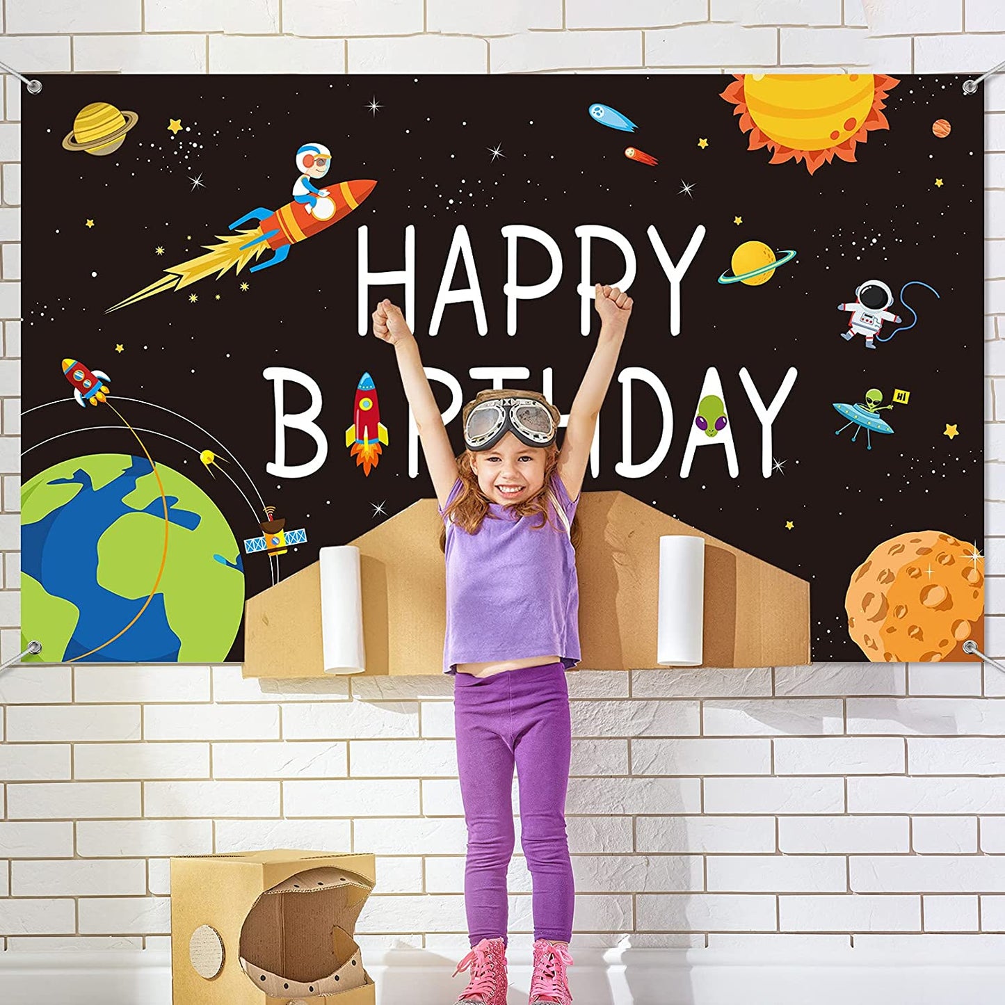 Space Theme Birthday Party Backdrop