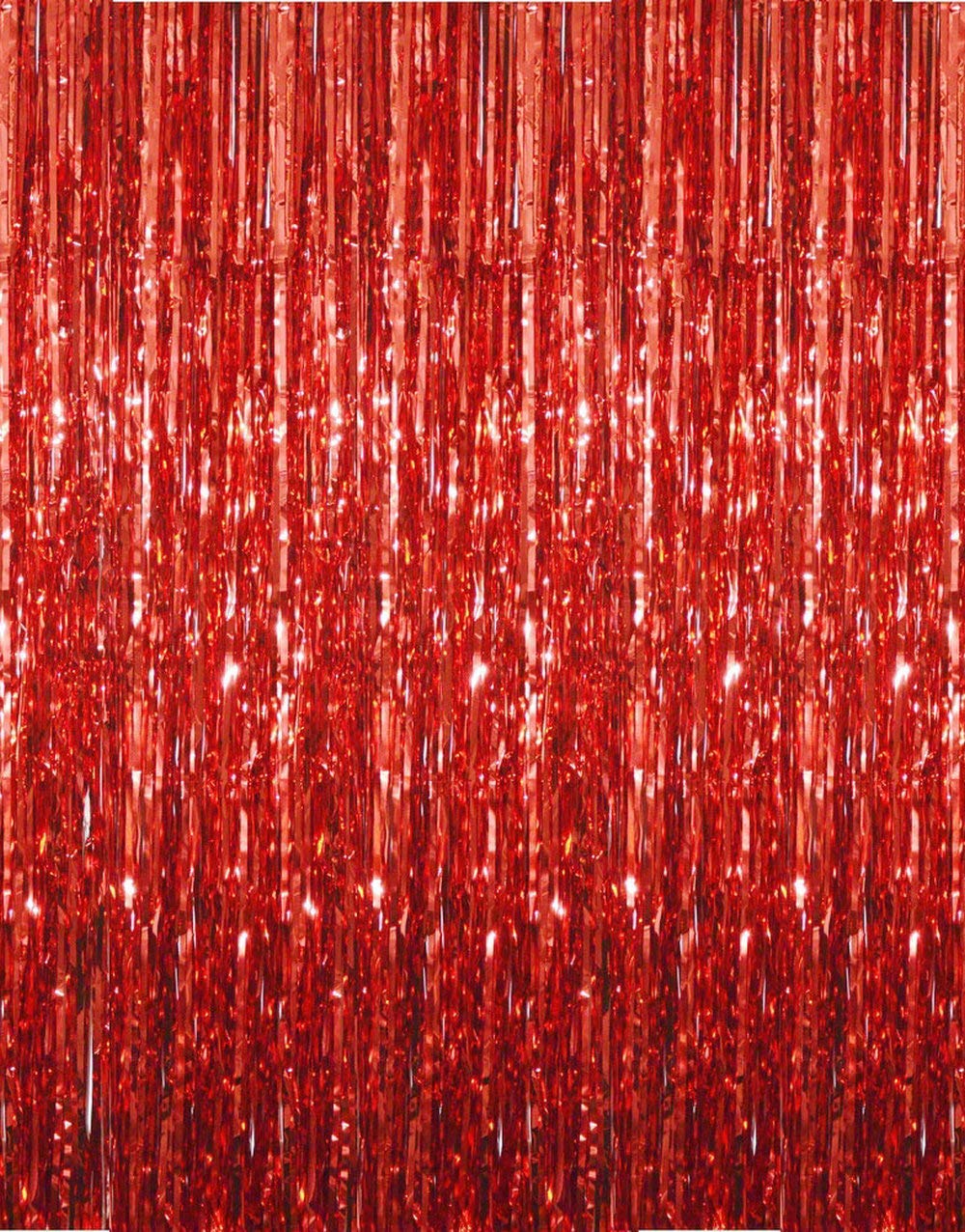 Red Metallic Tinsel Foil Fringe Curtains Photo Booth Props