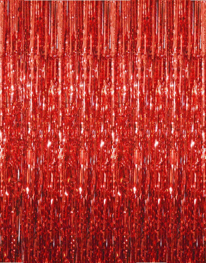 Red Metallic Tinsel Foil Fringe Curtains Photo Booth Props