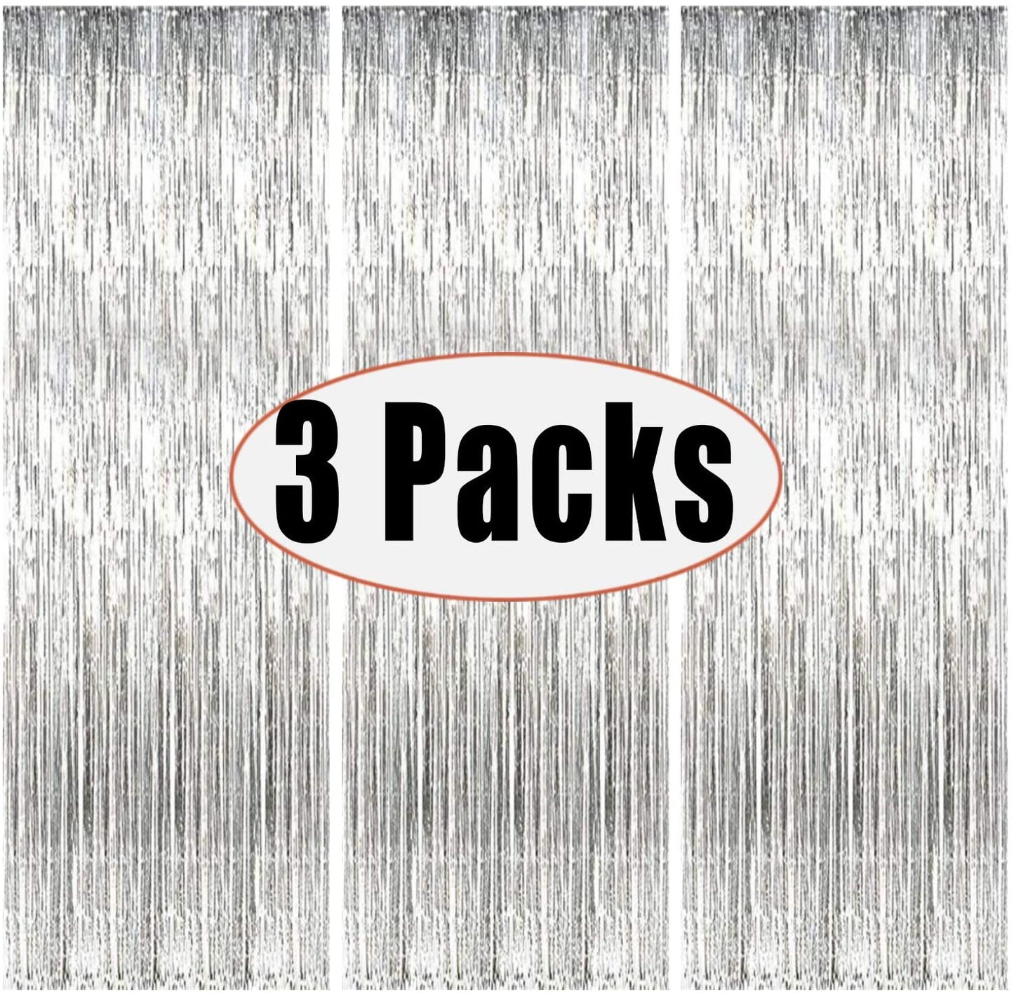Silver Metallic Tinsel Foil Fringe Curtains For Birthday Party Decorations