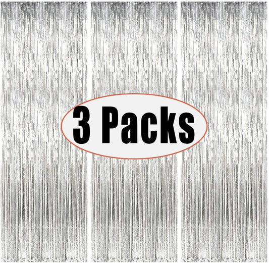 Silver Metallic Tinsel Foil Fringe Curtains For Birthday Party Decorations