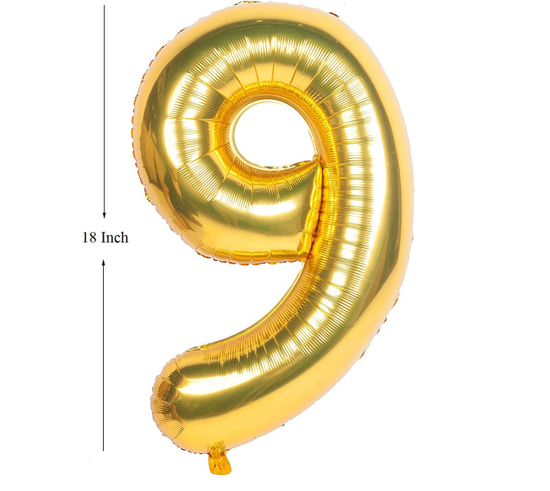 Gold Digit Foil Birthday Party Balloon Number 9