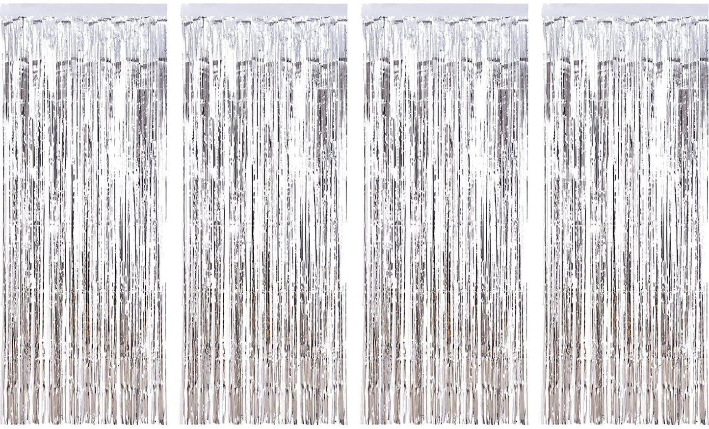Silver Metallic Tinsel Foil Fringe Curtains Photo Booth Props Party Decorations