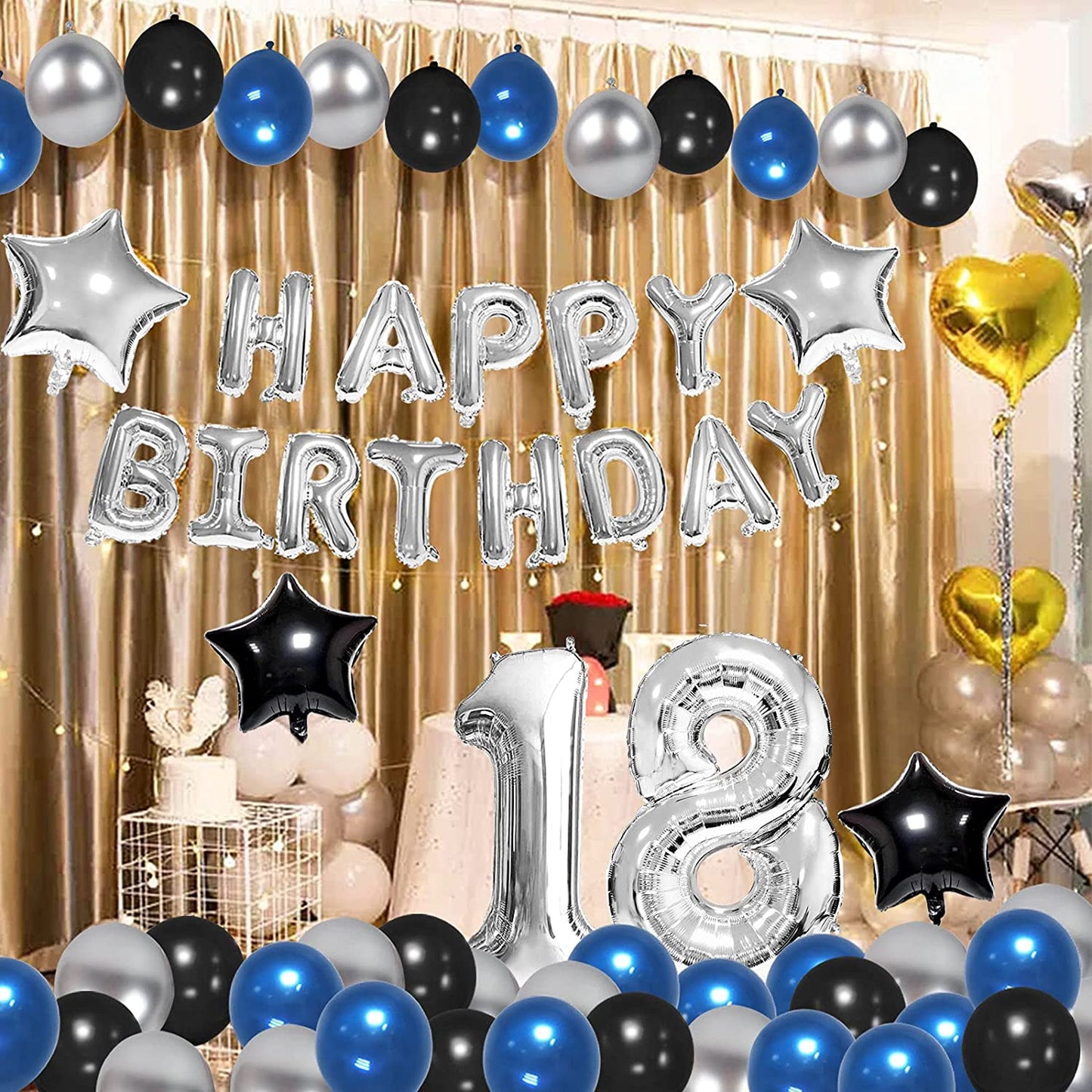 18 Birthday Party Supplies Silver Happy Birthday Banner Kit