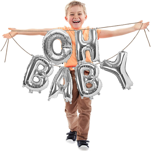 16 Inch Silver Letter Oh Baby Banner For Baby Welcome
