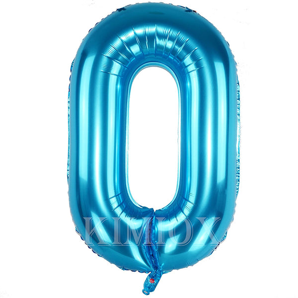 Blue Digit Foil Birthday Party Balloon Number 0