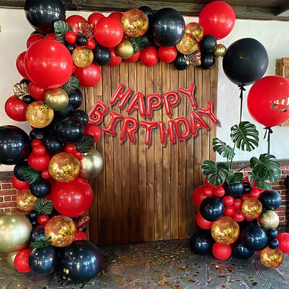 Red And Black Gold Balloons Birthday Party Decoration Balloon Garland Arch Kit