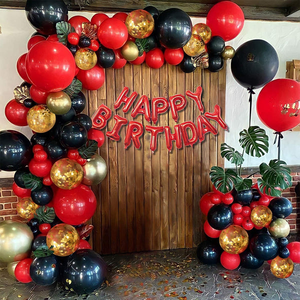 Red And Black Gold Balloons Birthday Party Decoration Balloon Garland Arch Kit