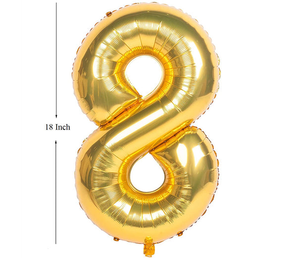 Gold Digit Foil Birthday Party Balloon Number 8
