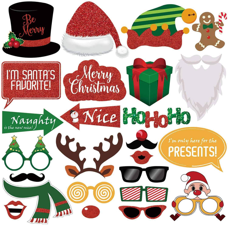 Christmas Decorations Photo Booth Props Centerpiece Decoration Party(Pack Of 25)