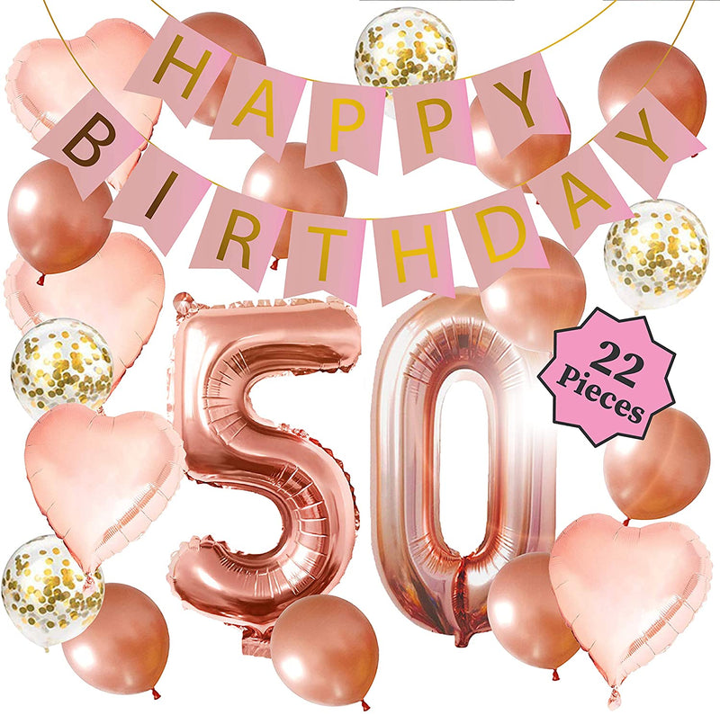 50Th Rose Gold Birthday Party Decoration Kit