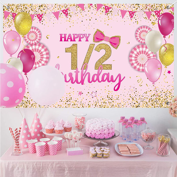 Personalize 1/2 Birthday Party Backdrop Banner