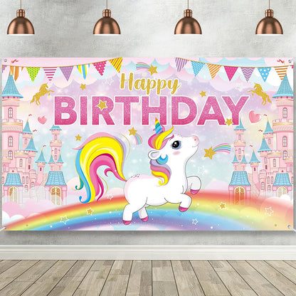 Unicorn Theme Birthday Party Backdrop