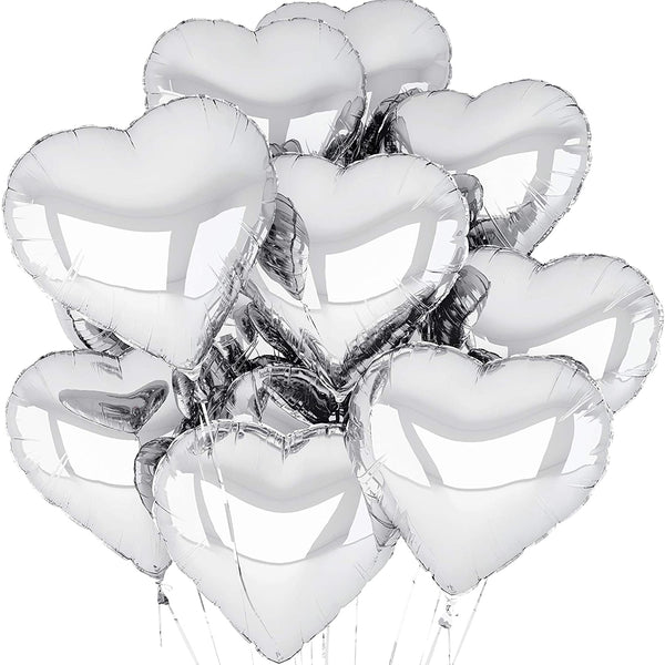 18Inch Silver Heart Balloons, Heart Shaped Balloons Foil Love Balloons For Wedding Decoration Party Balloons Birthday