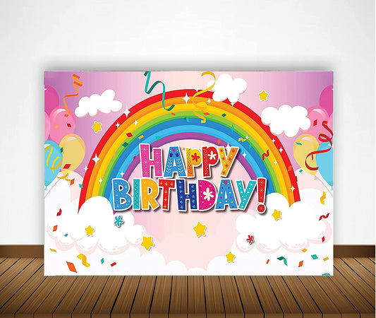 Rainbow Theme Birthday Party Backdrop 