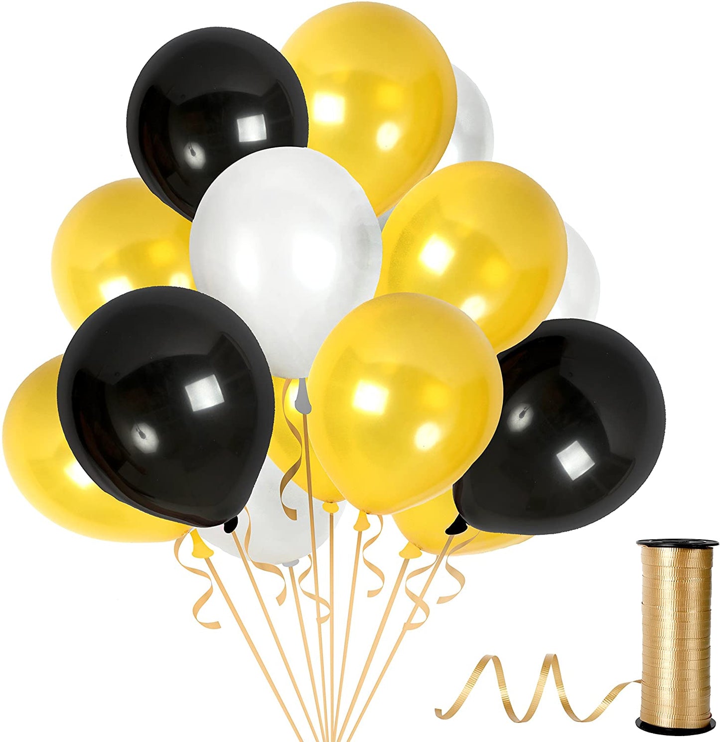 Metallic Black Golden And White Balloons 9 Inch Thick, Latex Balloon For Birthday Party ,Milestone Decorations, Anniversary Parties.