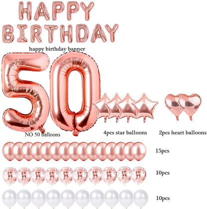 50th Rose Gold Birthday Party Decorations