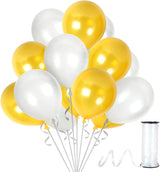 Metallic Golden And White Latex Balloons