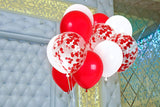 Red And White And Golden Confetti Balloon(With Ribbon) - Pack Of 20 Baby Arrival, Birthday Party Wedding Bridal Shower Party Decoration