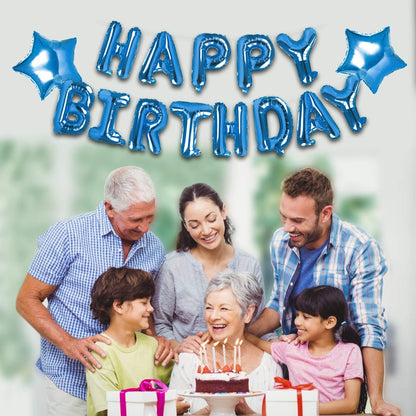 Decoration Set Blue-Happy Birthday Balloons Decorations Set Letter Balloons,Confetti Balloons And Giant Star Balloons