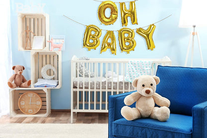 16 Inch Gold Letter Mylar "Oh Baby " Gold Banner For Baby Welcome , Birthday Party Decoration,Baby Shower