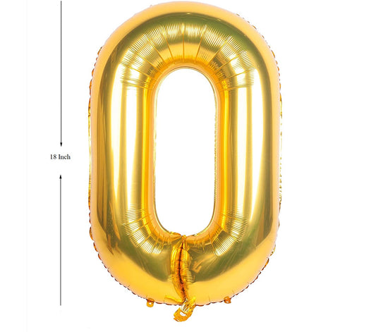 Gold Digit Foil Birthday Party Balloon Number 0
