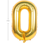 Gold Digit Foil Birthday Party Balloon Number 0