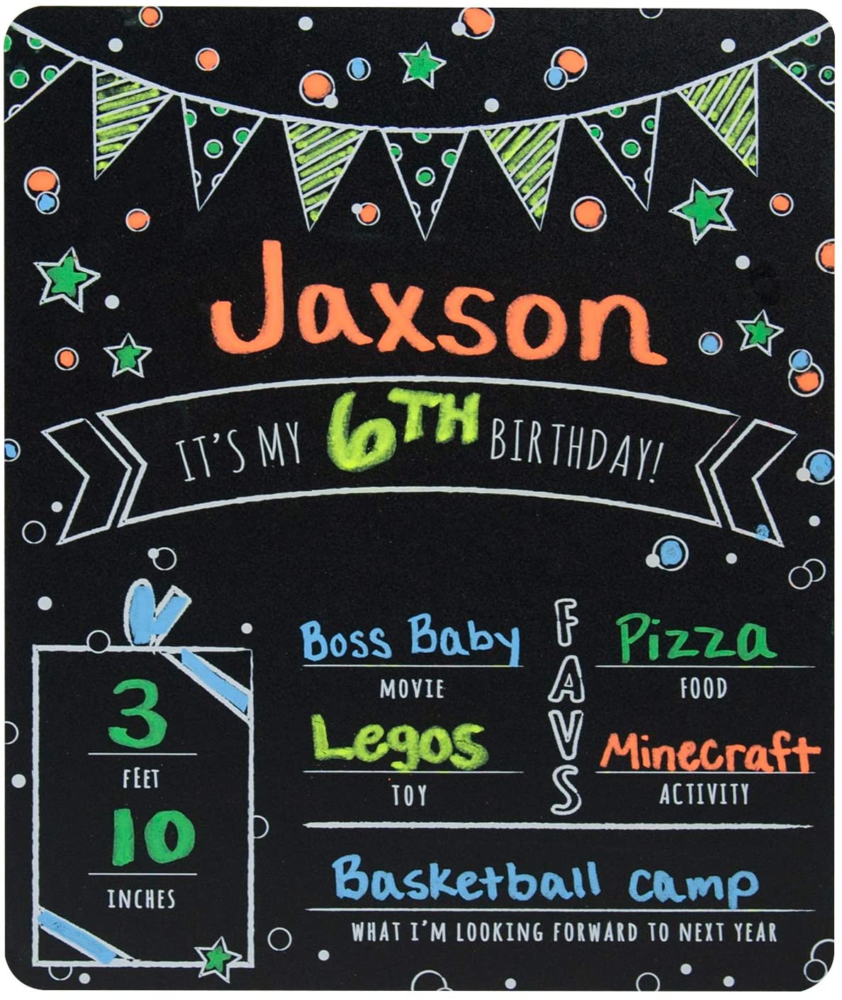Kids Birthday Party Customized Chalkboard/Milestone Board